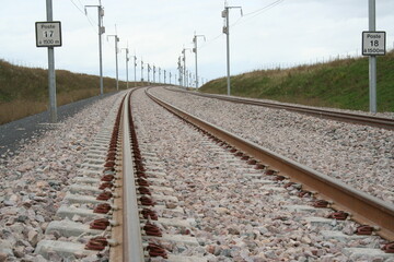 close up on a New high-speed railway