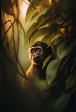 Monkey, chimpanzee in the trees