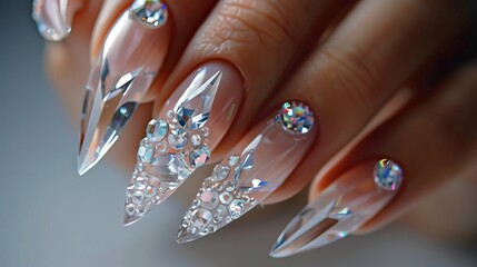 Crystal manicure. Generative AI