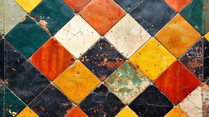 Unique pattern of colorful tiles. Latin American, Seville, Spanish style.