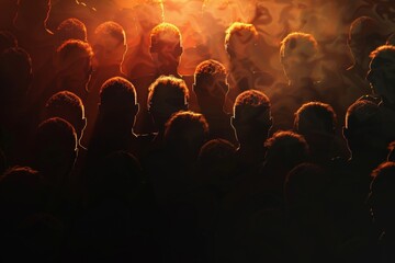 Crowd of People Standing in Front of Bright Light. Generative AI