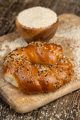white sesame seeds on the kitchen table