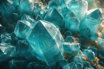 A cluster of blue crystals neatly arranged on a tabletop in bright lighting.