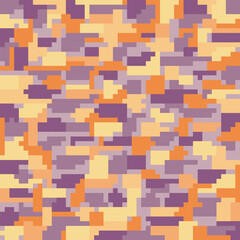 Pixel camo seamless bright colors pattern background. Vector illustration. Eps 10.