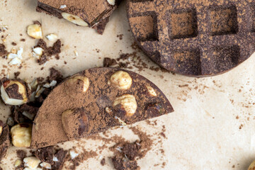 sweet chocolate with cocoa and nuts and other ingredients