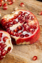 red ripe pomegranate with red grains