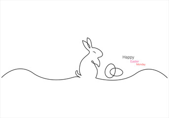 Continuous one line drawing of easter monday out line vector art illustration  