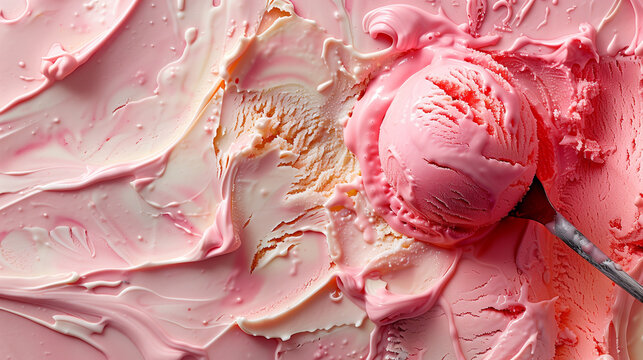 In high resolution, this image showcases the velvety texture of berry swirl gelato ice cream, adorned with distinct fruit pieces, promising a delightful sensory experience for ice cream lovers.
