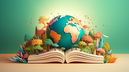 The concept for World Book Day background with copy space area for text. Happy Book Day. Book 3D Illustration. International literacy day