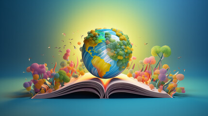 The concept for World Book Day background with copy space area for text. Happy Book Day. Book 3D Illustration. International literacy day