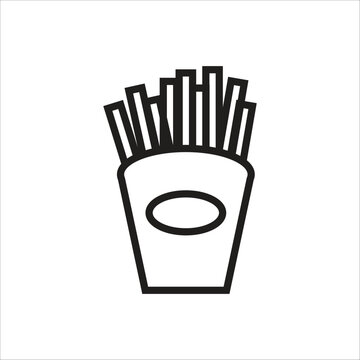 french fries vector icon line template