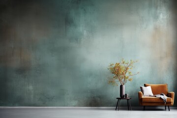 High-resolution blue-green grunge textured concrete wall with copy space for design. Adds modern, edgy touch to graphic designs or presentations. Weathered industrial look for character and depth.