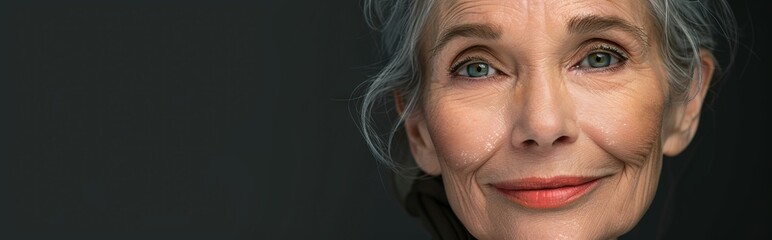 Senior Woman With Grey Hair Smiling 