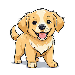 Cute Golden Retriever Puppy Dog Cartoon Vector Illustration