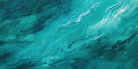 Fototapeta na wymiar Abstract teal oil paint brushstrokes texture pattern contemporary painting wallpaper background