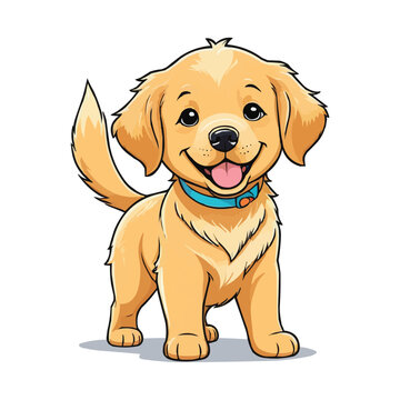 Cute Golden Retriever Puppy Dog Cartoon Vector Illustration