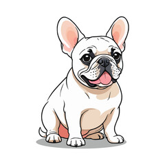 French bulldog sitting and looking at the camera. Vector illustration.