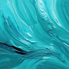 Fototapeta na wymiar Abstract turquoise oil paint brushstrokes texture pattern contemporary painting wallpaper background