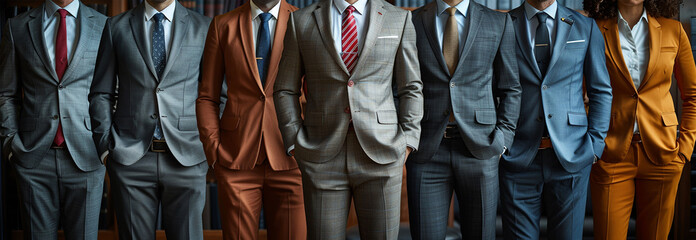 Diverse Business Professionals Standing Confidently in a Lineup - obrazy, fototapety, plakaty