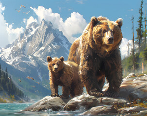 Mountain Bears in Natural Habitat