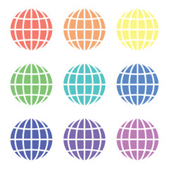 Colorful globe icon symbols