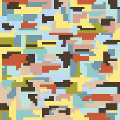 Pixel camo seamless pattern. Vector illustration. Colorful bright background.
