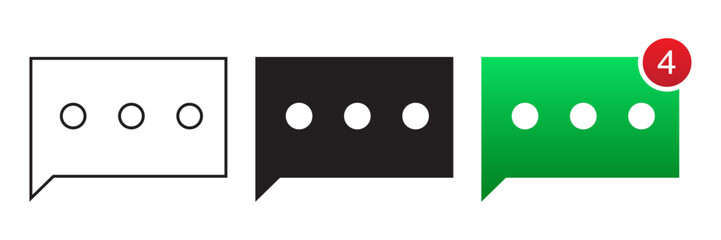 Message outline, flat and gradient icons