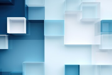 An abstract background with Azure and white squares, in the style of layered geometry