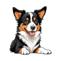 Australian shepherd dog vector illustration. Portrait of australian shepherd dog.