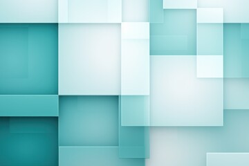An abstract background with Cyan and white squares, in the style of layered geometry