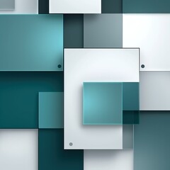 An abstract background with Cyan and white squares, in the style of layered geometry