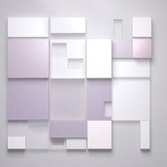 An abstract background with Lilac and white squares, in the style of layered geometry