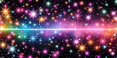 Vibrant Starfield with Multicolor Light Beam Crossing