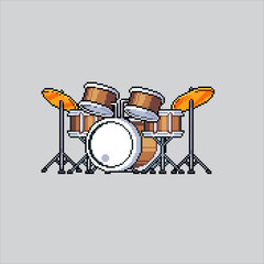 Fototapeta na wymiar Pixel art illustration Drum. Pixelated Drum. Drum music instrument. pixelated for the pixel art game and icon for website and video game. old school retro.