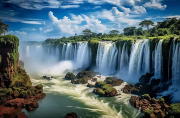 Foto op Aluminium Wunderschöner Wasserfall, Spektakuläre Natur mit Wasserfall bei Sonnenschein © GreenOptix