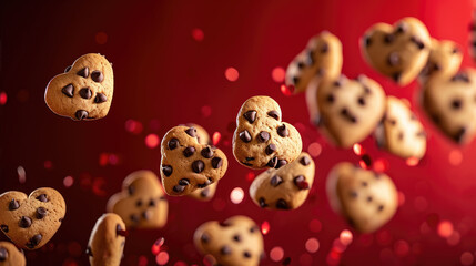 Love cookies on red gradient background 