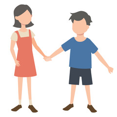 手を繋いでいる子供のイラスト