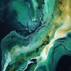 Green turquoise white liquid that is flowing