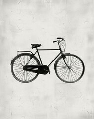 Vintage Black Bicycle on Textured White Background, Classic Bike Design