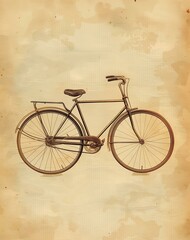 Vintage Bicycle Illustration on Aged Paper Background for Antique Cycling Enthusiasts