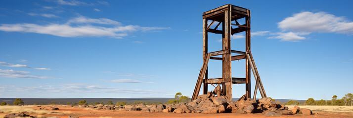 Evocative Image of Gwalia's Historic Mineshaft Headframe: A Testament to Australia's Golden-Age Mining History