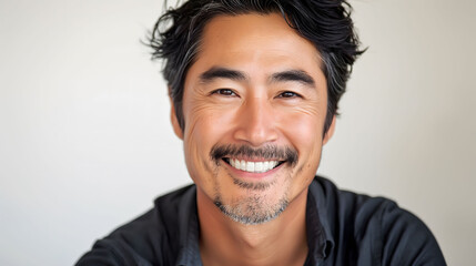 Asian man with casual style, Perfect skin on isolated white and clean background, Facial treatment Cosmetology plastic surgery and Dentistry.