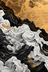 Abstract Wavy Gold Clouds