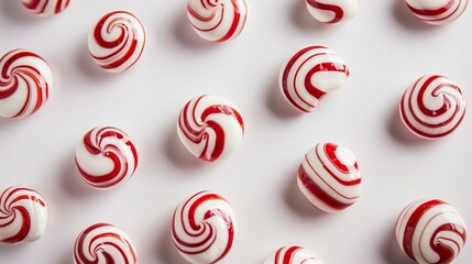 Red and White Swirl Peppermints Pattern on Bright Background - Powered by Adobe
