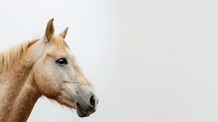 Fototapeta premium Serene Palomino Horse Profile on Soft Neutral Background for Equine Themes