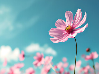 pink cosmos flower in spring
