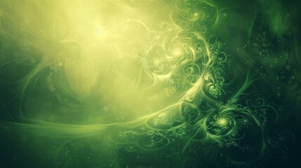 Enchanting Green Abstract Light Background with Organic Swirl Patterns