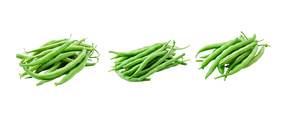 a pile of green beans isolated on transparent background