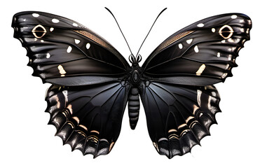 Black and white butterfly on a transparent background