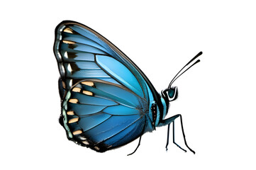 Beautiful blue butterfly on a transparent background